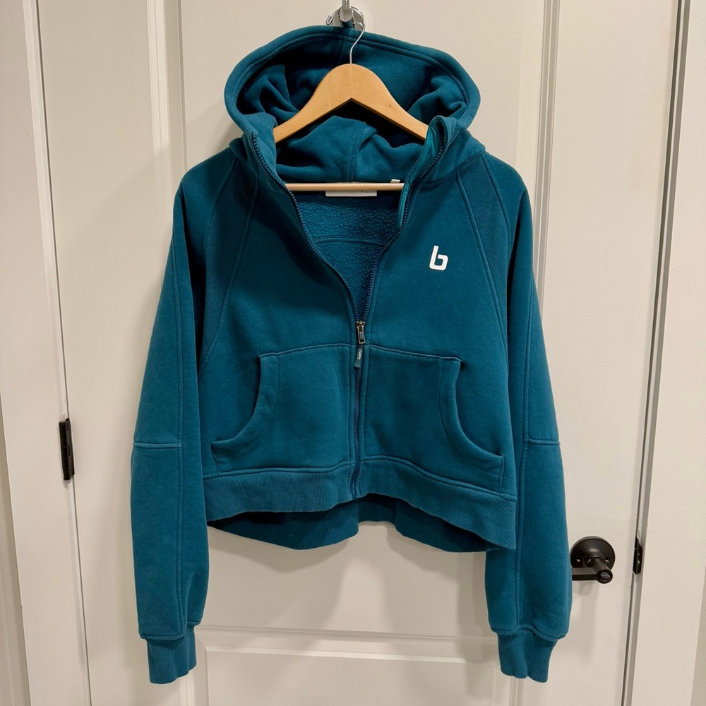 Teal Burn Boot Camp Full Zip Cropped Scuba Hoodie